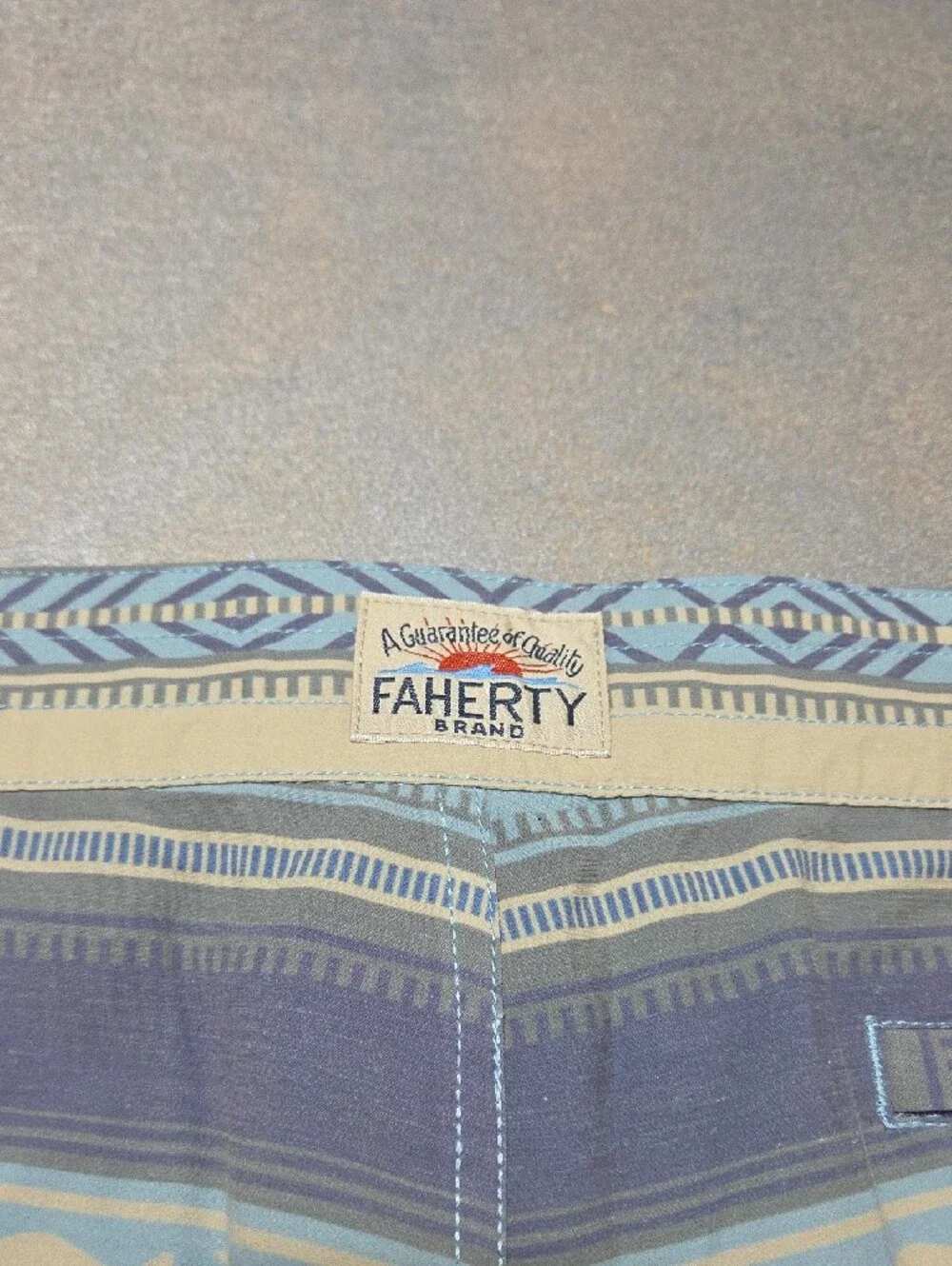 Faherty Blue and Cream Striped Men’s Swim Board Shorts Size 34.nwots.